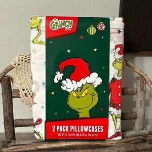 NEW DR SEUSS THE GRINCH 2 PACK CHRISTMAS PILLOWCASES